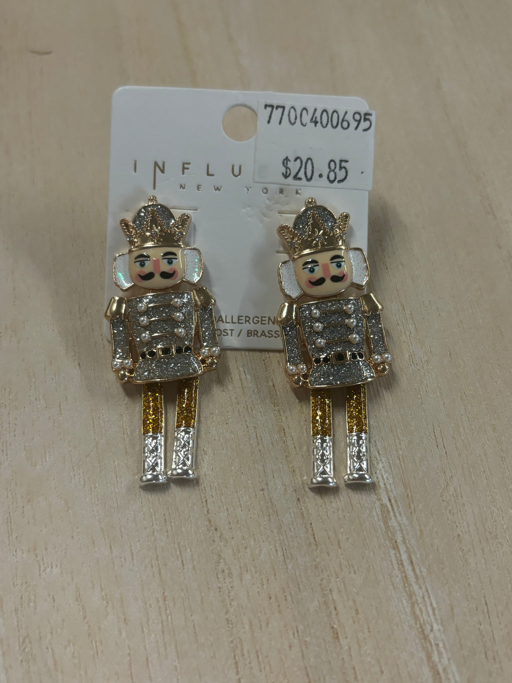 Silver and Gold Nutcracker Earrings