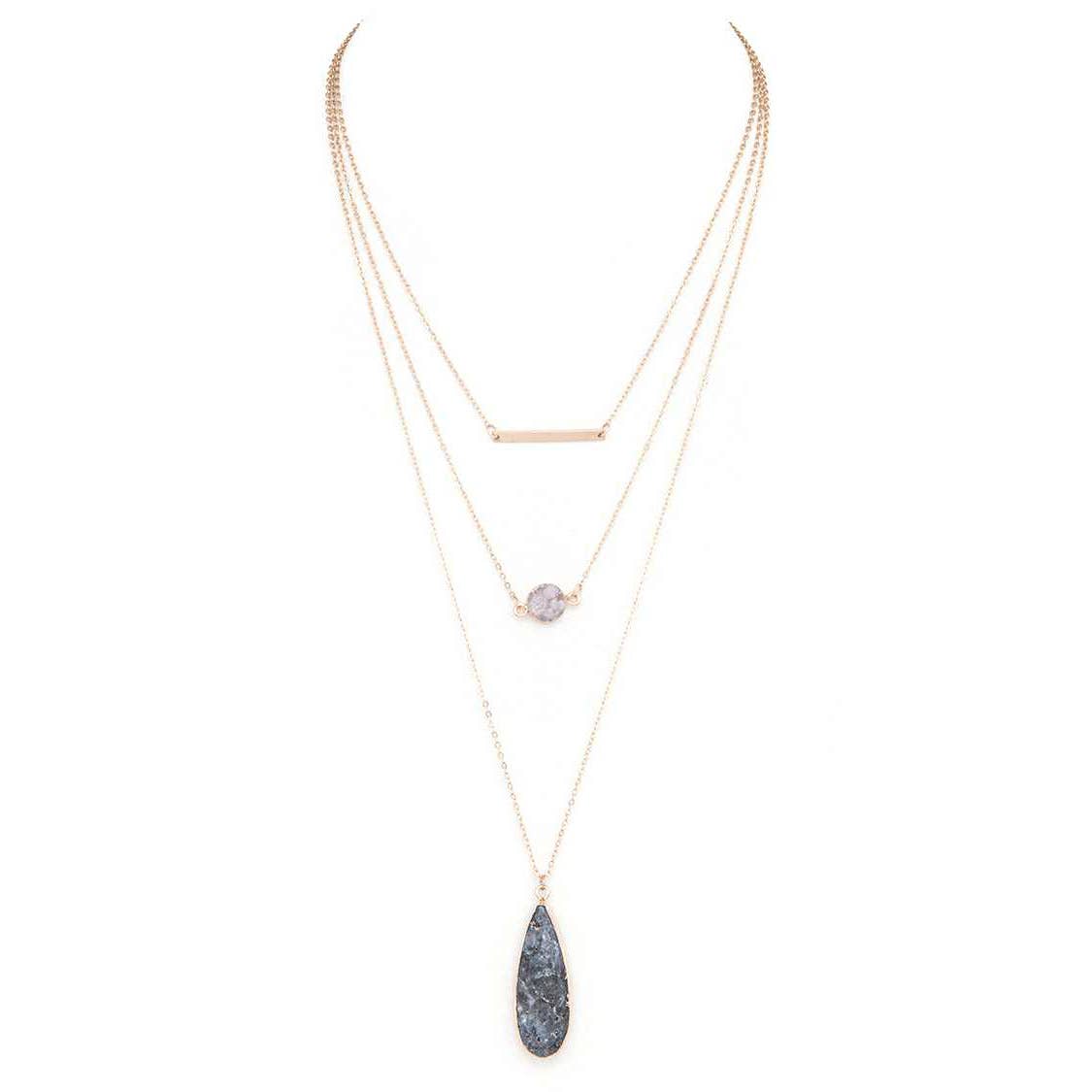 Druzy Genuine Stone Mix Layer Necklace