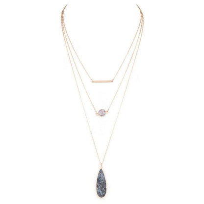 Druzy Genuine Stone Mix Layer Necklace