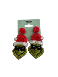 Beaded Grinch Earrings