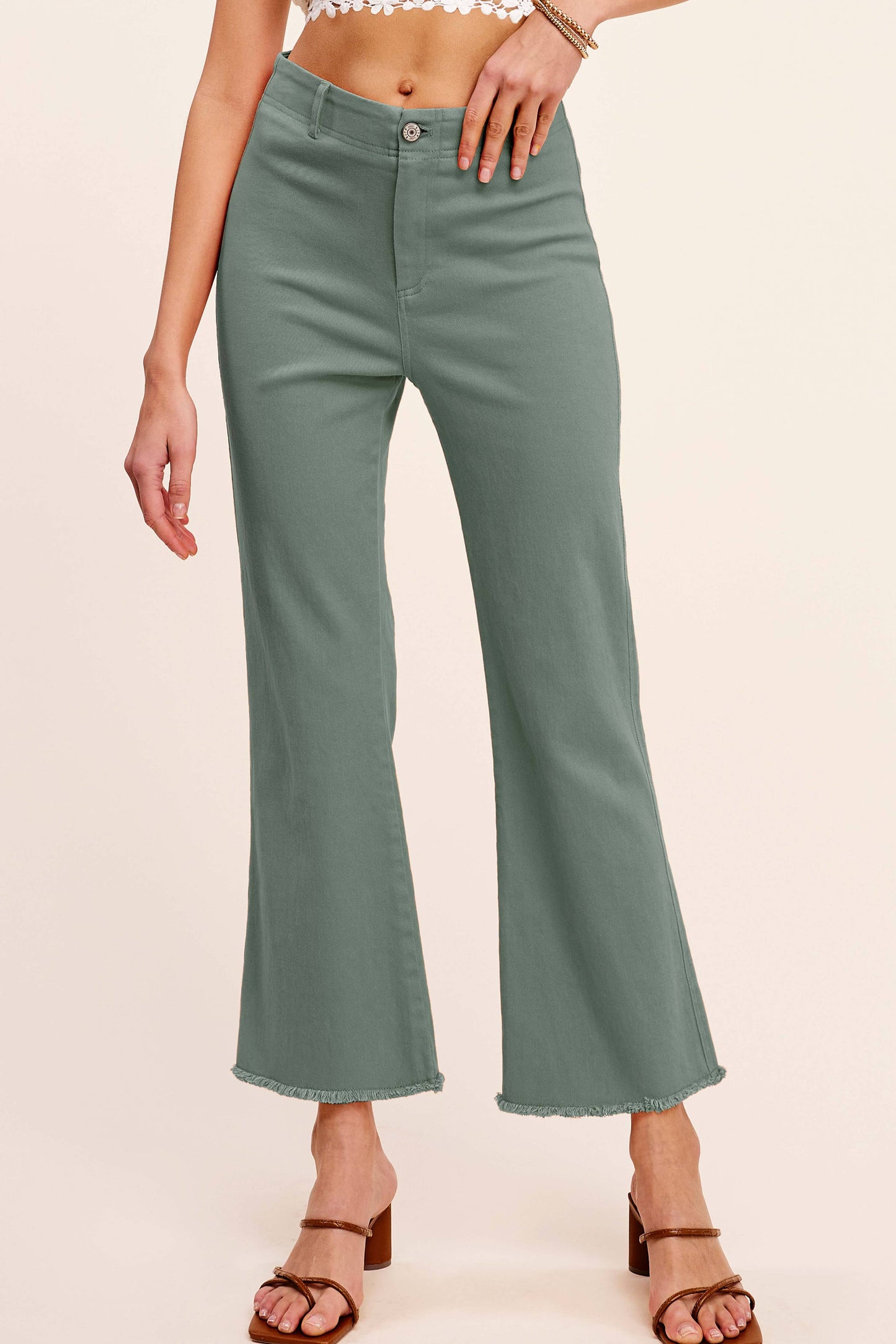 Soft Washed Stretchy High Waisted Flare Pants