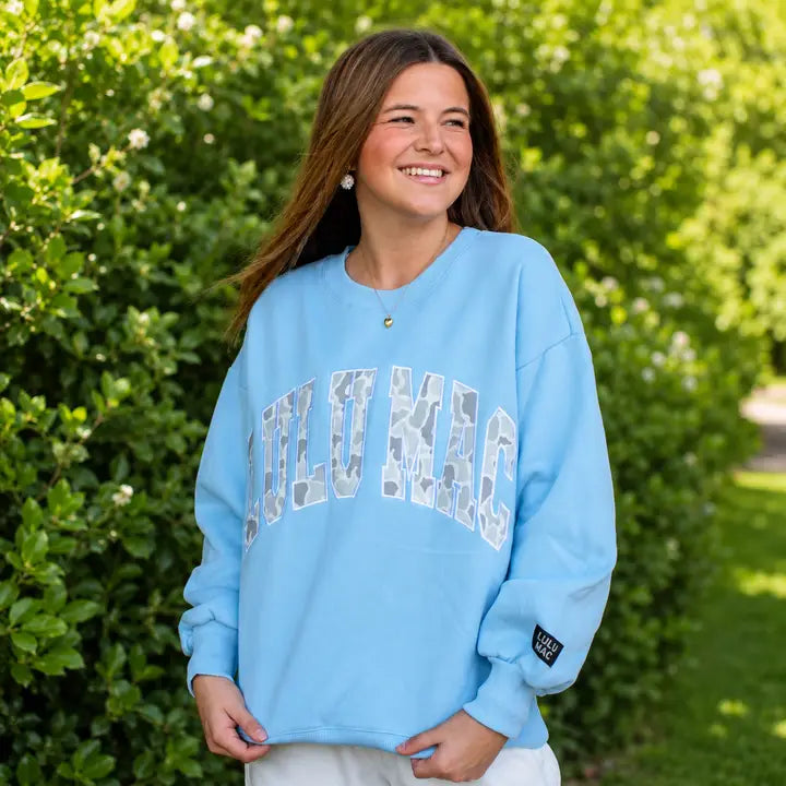Lulu Mac Light Blue and Camo Sweatshirt