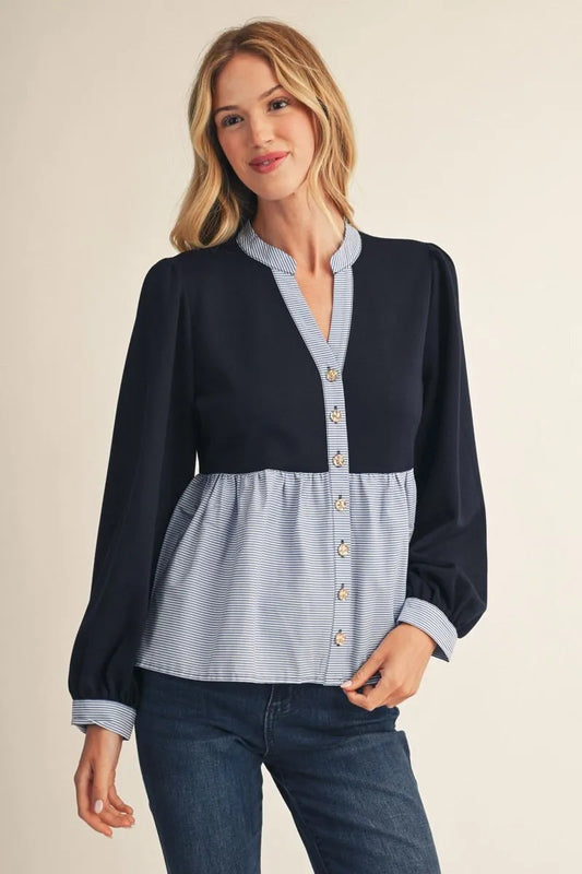 Navy Chambray Blouse
