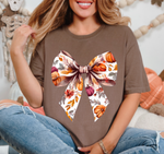 Autumn Coquette Bow Graphic Tee Fall Thanksgiving      