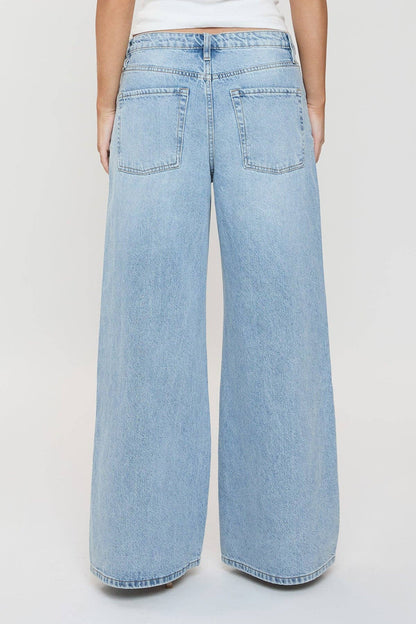 Billie Mid Rise Wide Leg Baggy Jeans-Light blue
