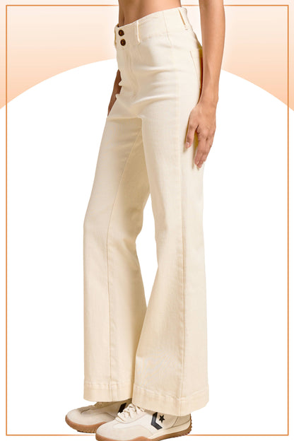 Soft Washed Stretchy High Waisted Flare Pants