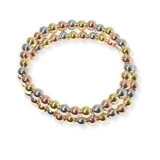 6mm Stainless Steal Ball Beaded Stretch Bracelet Set