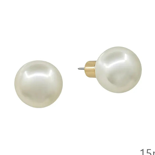 Water Resistant 14mm Pearl Stud Earring