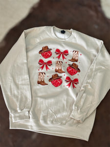 Howdy Valentine Boots and Bows Sweatshirt