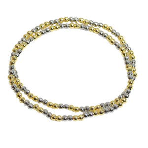 3mm Gold/Silver Stainless Steel Ball Bead Stretch Bracelet Set