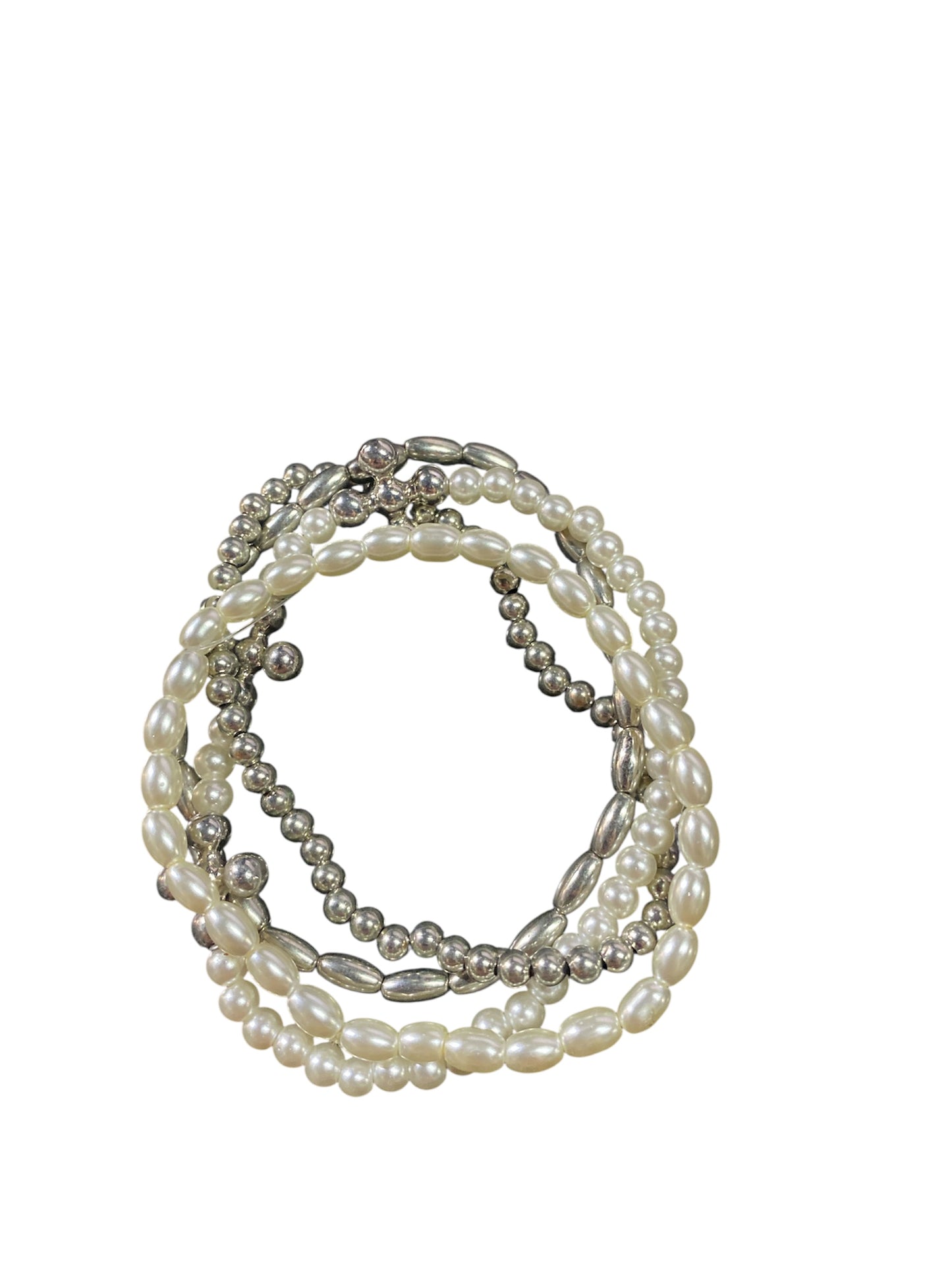 Pearl/Silver Mix Bracelet Set