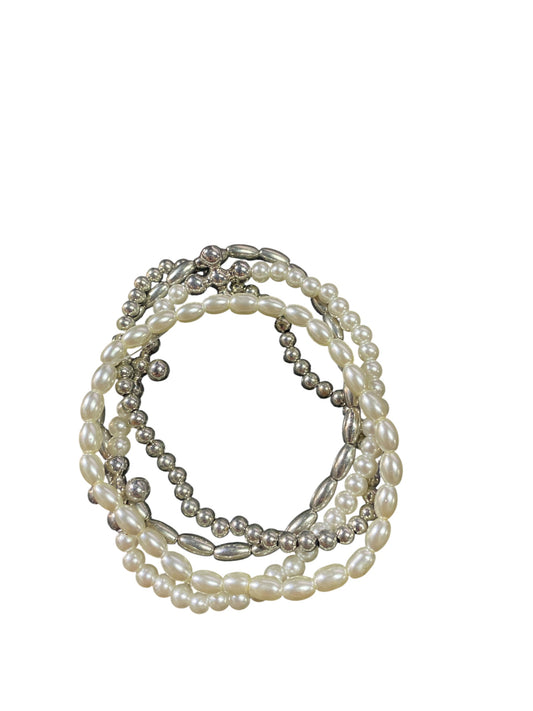 Pearl/Silver Mix Bracelet Set