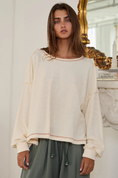 Open Back Oversized Reverse Stitched Top