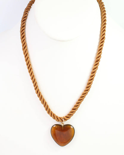 Hartford Brown Corded Heart Pendant Necklace