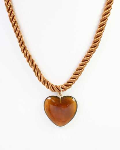 Hartford Brown Corded Heart Pendant Necklace