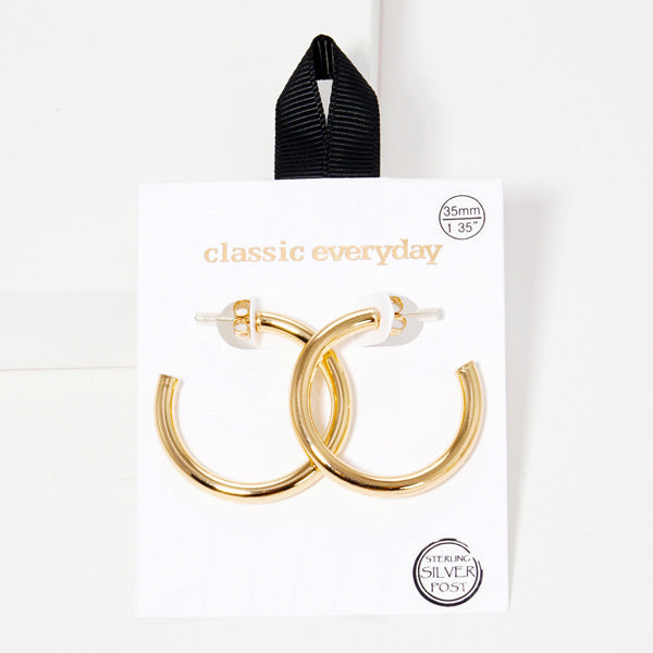 Gold Simple Thick Round Hoop