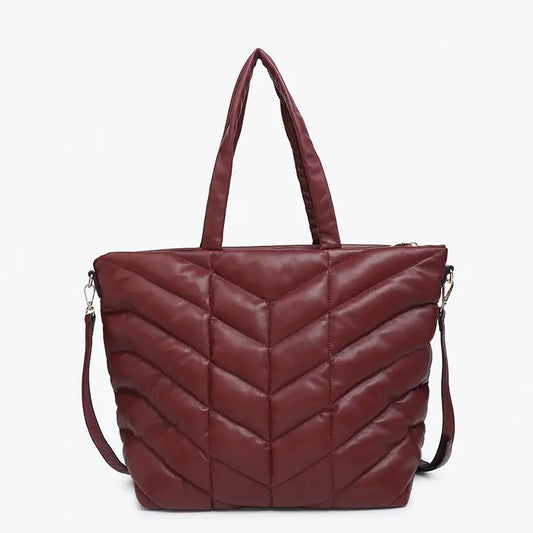 Jen&Co. Merlot Brinley Quilted Chevron Tote
