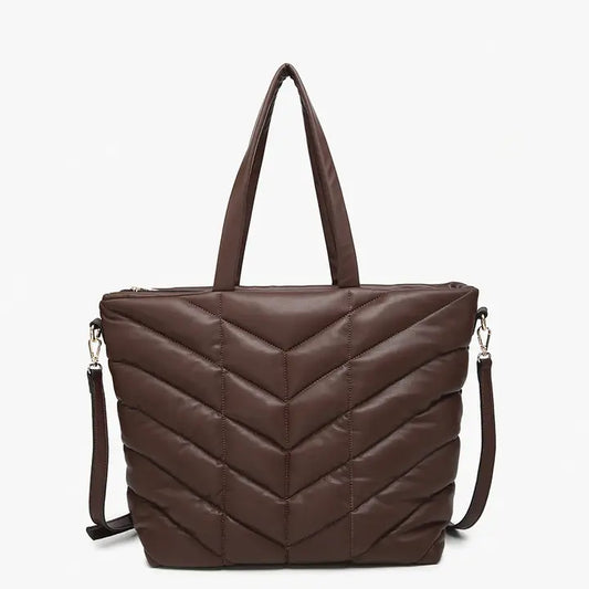 Jen&Co. Espresso Brinley Quilted Chevron Tote