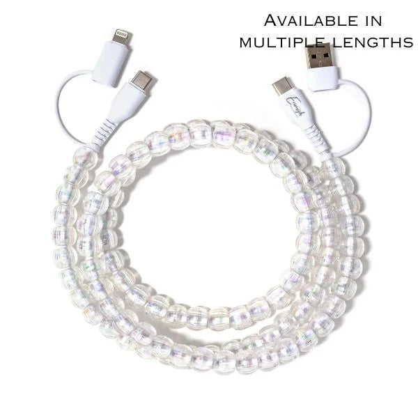 Erimish Beaded Phone Charger Bubbles White