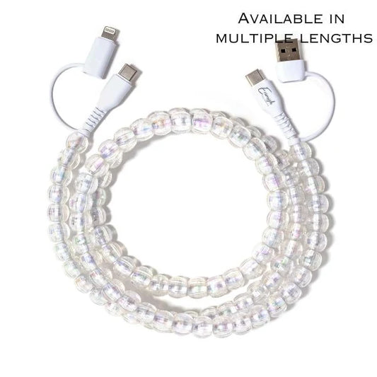 Erimish Beaded Phone Charger Bubbles White