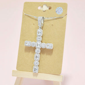 Cross Cubic Zirconia Pendant Necklace