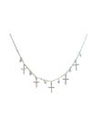 Silver Multi Cross With pearls Necklace