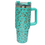 Turquoise 40oz Animal Print Tumbler