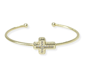 Cross Pave Cubic Zirconia Cuff Bracelet