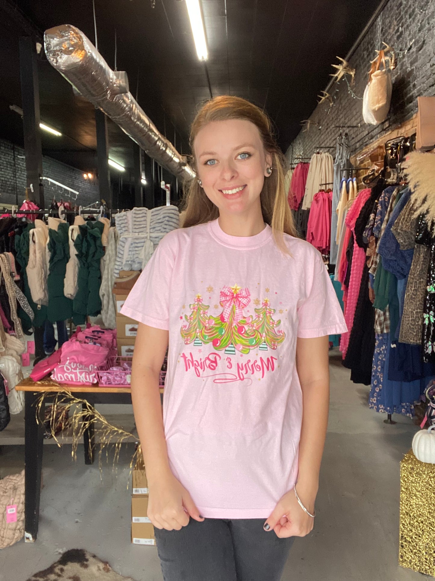 Light Pink Merry and Bright T-Shirt