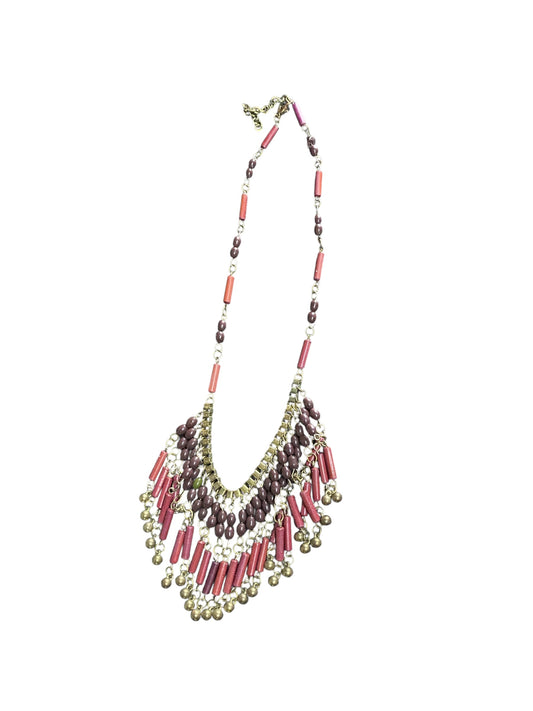 Maroon Multi Beaded Necklace