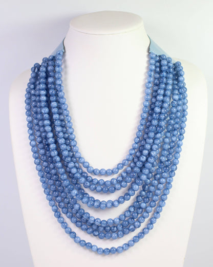 Kalin Beaded Layered Magnetic Necklace Blue: Default