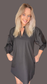 Entro Black Bow Quarter Length Sleeved Dress