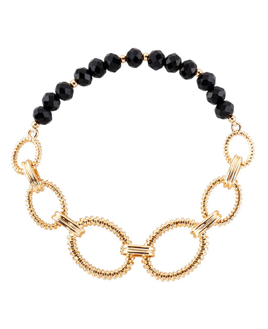 Linked Oval Chain & Crystal Stretch Bracelet