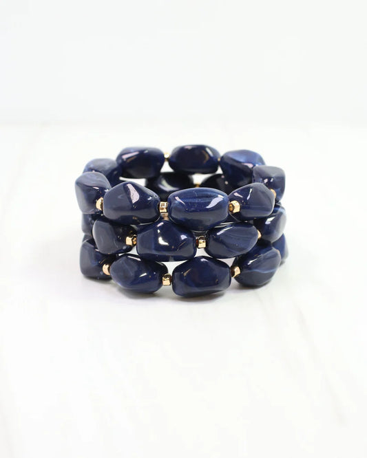 Eimy Beaded Stretch Bracelet Set Navy