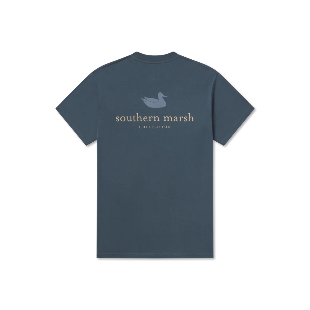 Southern Marsh Blue Mallard Silhouette logo tee