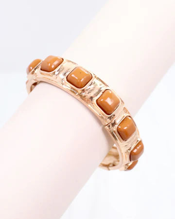 Allie Hammered Gold Stretch Bracelet Taupe