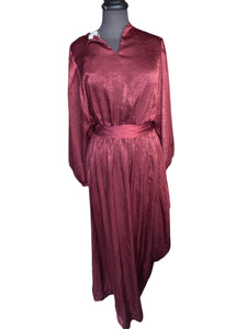 Plum Satin Long Sleeve Maxi Dress