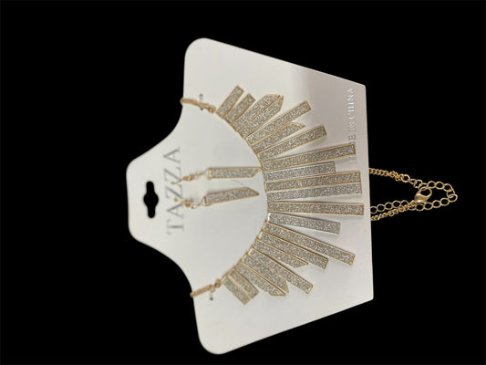 Gold Bar Dangle Sparkle Necklace