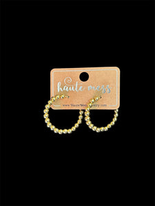 Haute Mess smaller gold hoops with 3mm gold beads