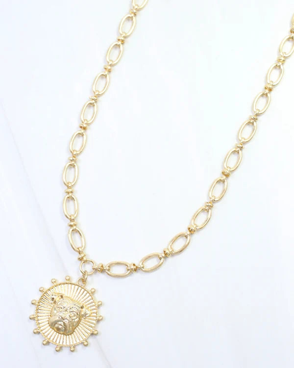 Carmen Coin Necklace Dog Worn Gold