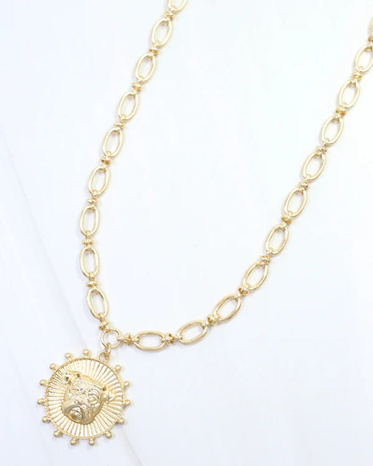 Carmen Coin Necklace Dog Worn Gold