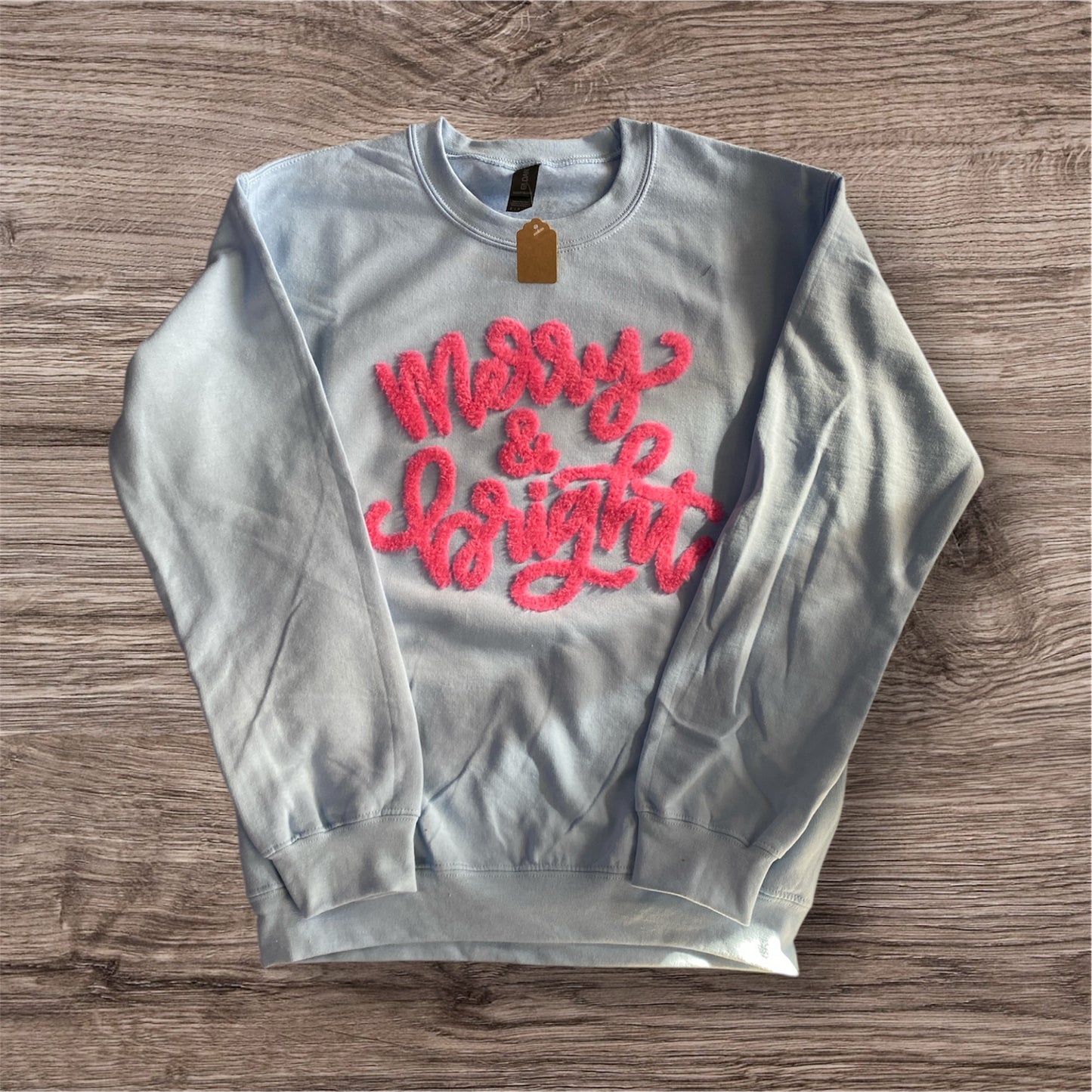 3 Kids & a Press Baby Blue "Merry and Bright" Sweatshirt