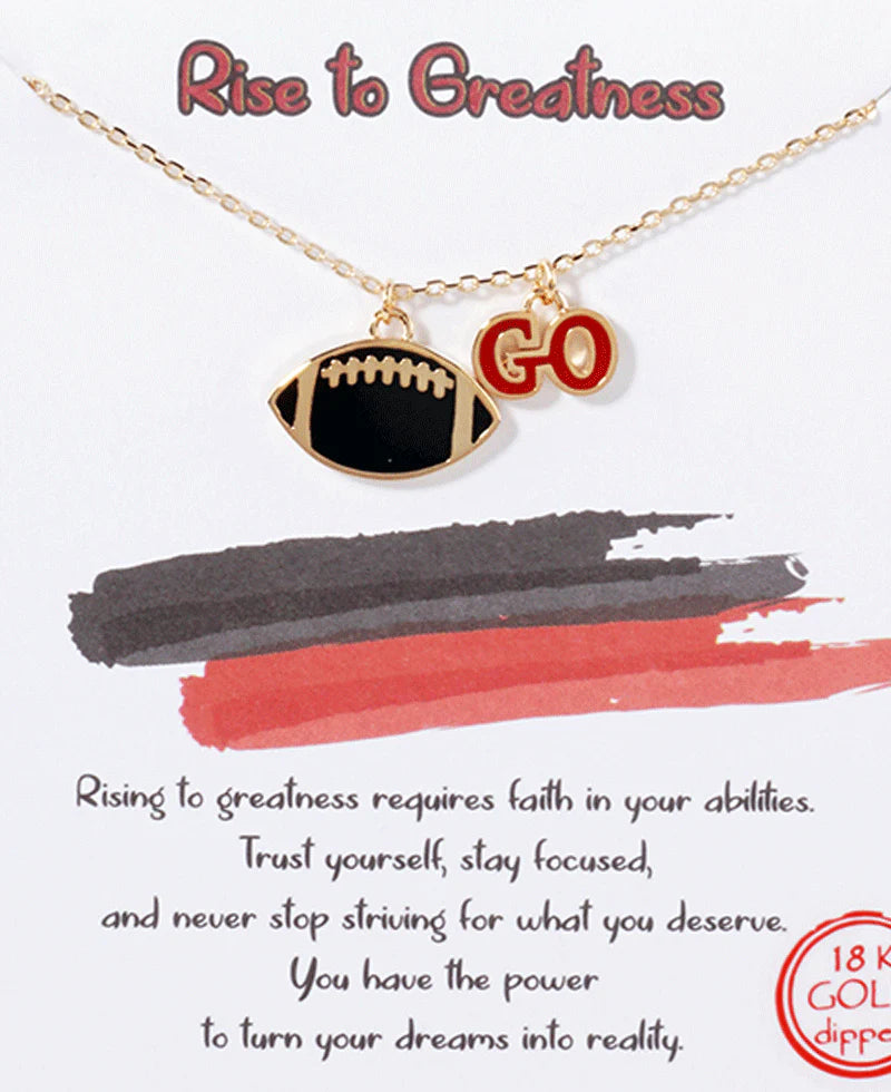 Gold Football Necklace with Ball and "GO" Pendant