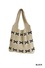 Ribbon bow pattern knitted woven crochet tote bag