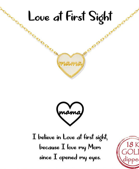 Mother of Pearl "Mama" Heart Necklace