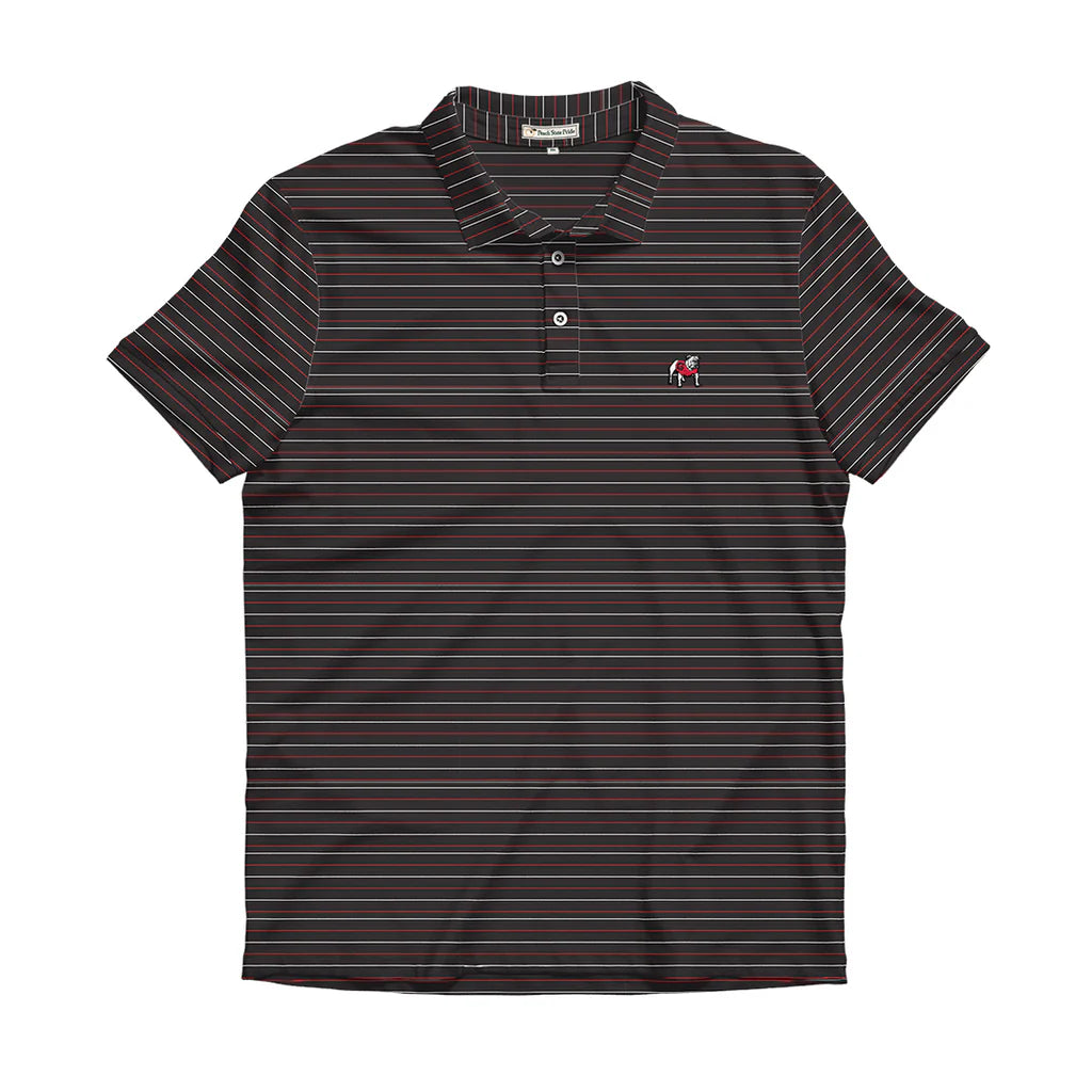 Peach State Pride UGA Black Stripe Standing Dog Performance Polo