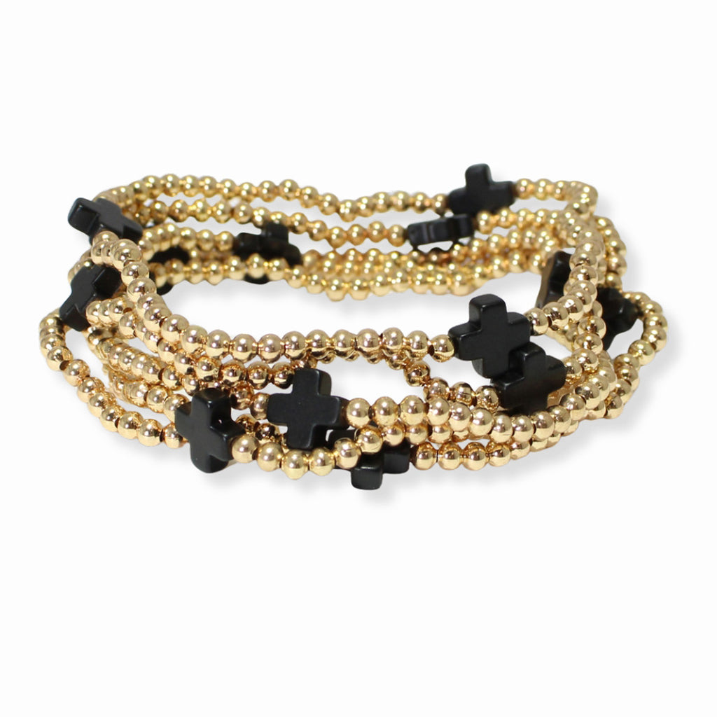 Cross Multi-Layered Bead Stretch Bracelet