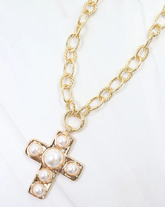 Nampa Cross Pendant Necklace Gold