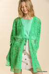 Green Floral Lace Kimono