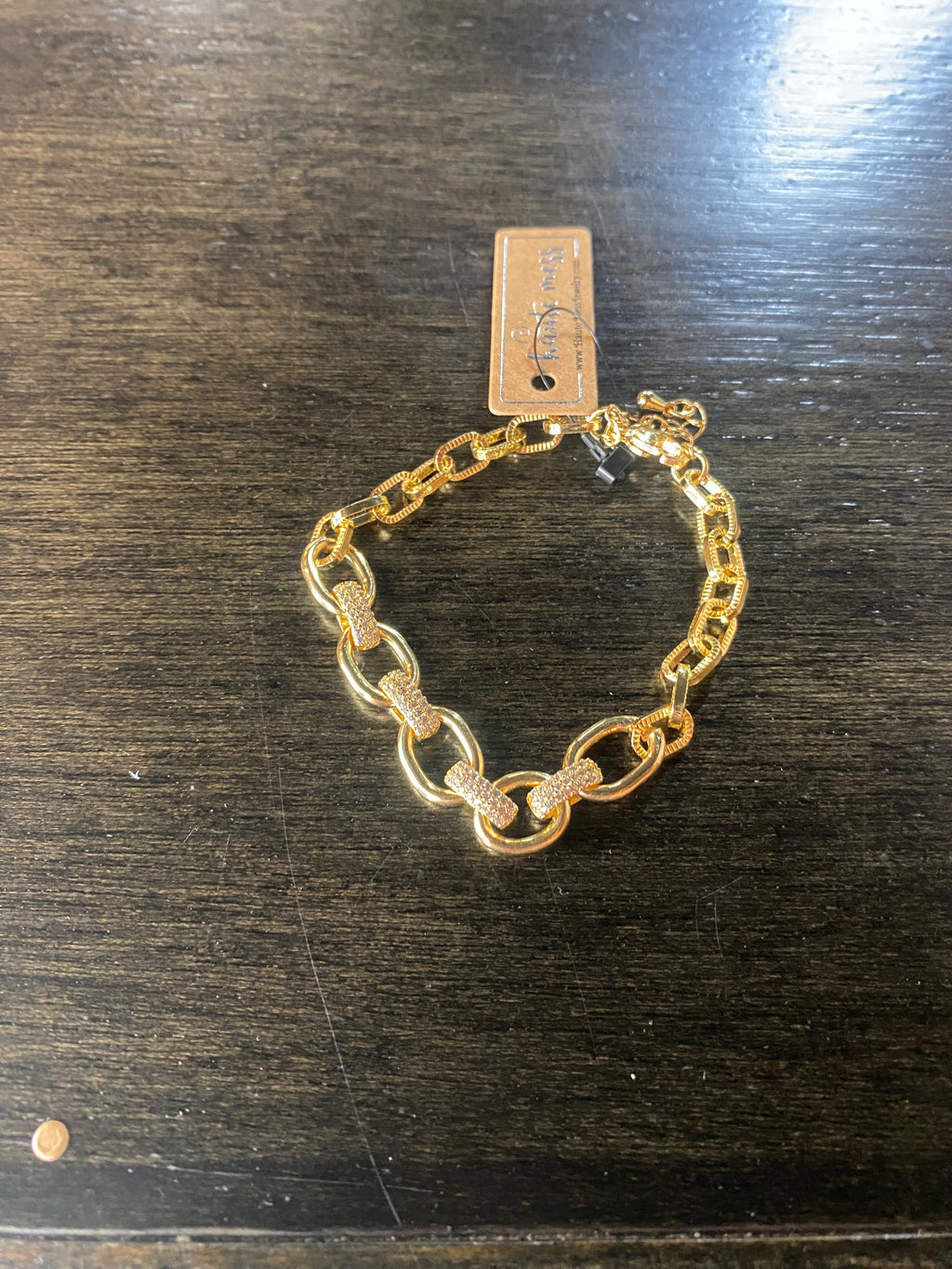 Gold Oval Bracelet with Chain Links